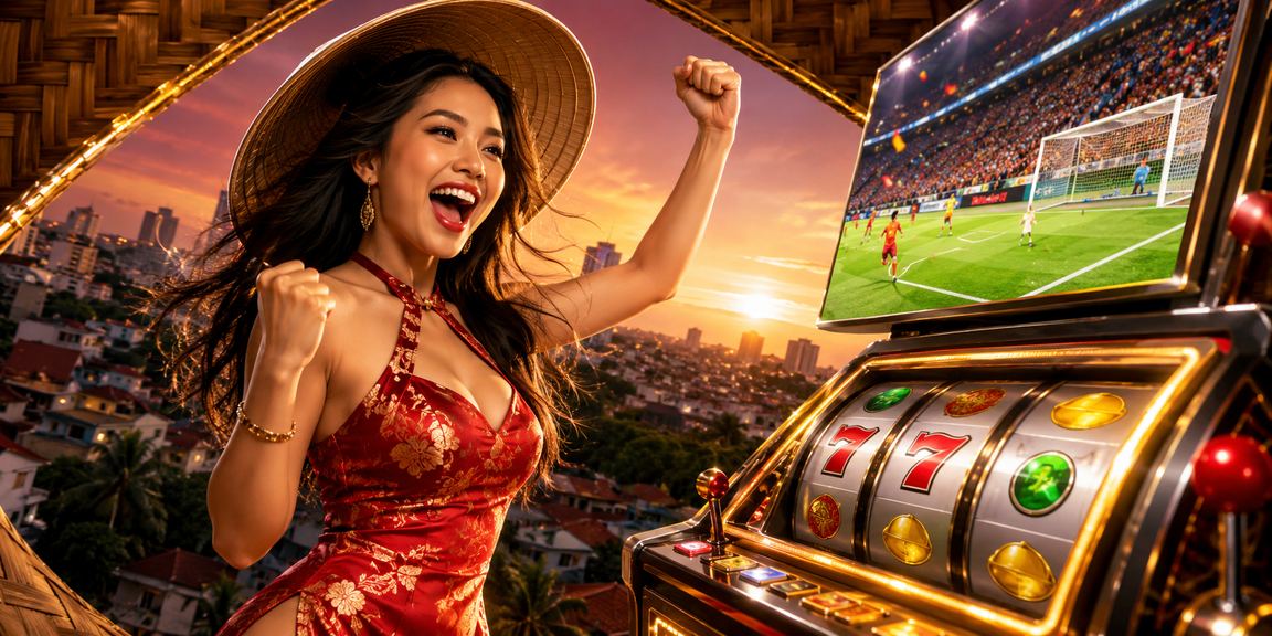 Người phụ nữ đội nón lá tại Buôn Ma Thuột chơi slot game trên điện thoại trong không gian yên bình