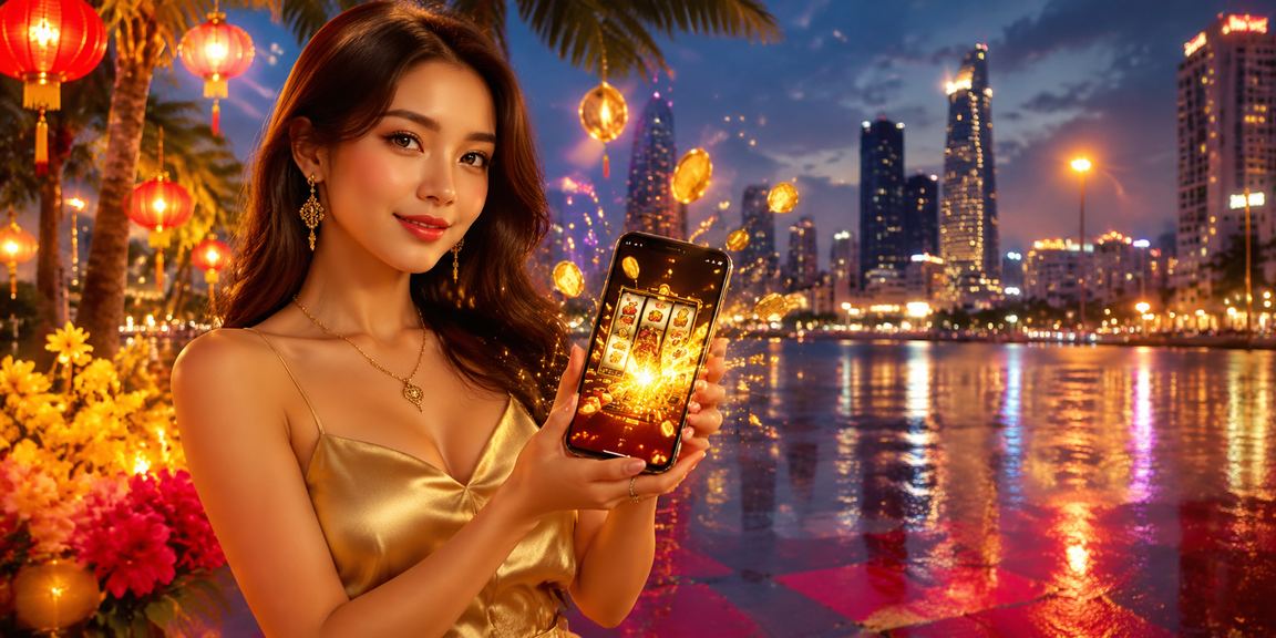 Người dùng tại lễ hội Tết ở thành phố Hồ Chí Minh chơi slot game trực tuyến qua điện thoại