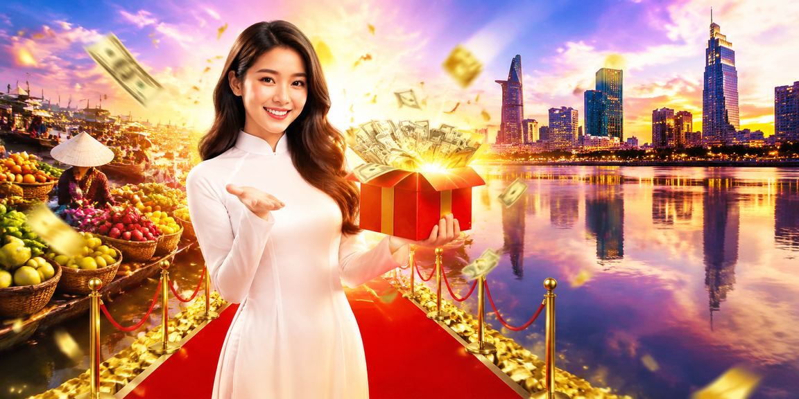 Người dùng mặc áo dài vùng Mekong dùng ứng dụng casino trên điện thoại