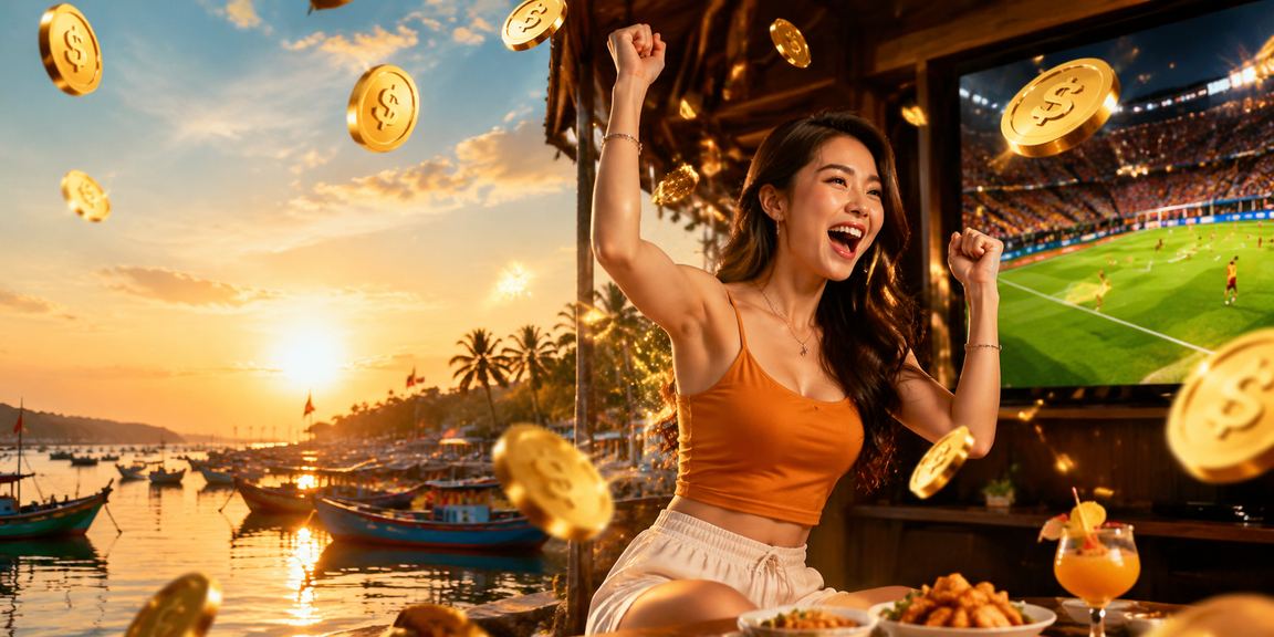 Người chơi tại bãi biển Mũi Né thư giãn với điện thoại, trải nghiệm casino và cá cược thể thao